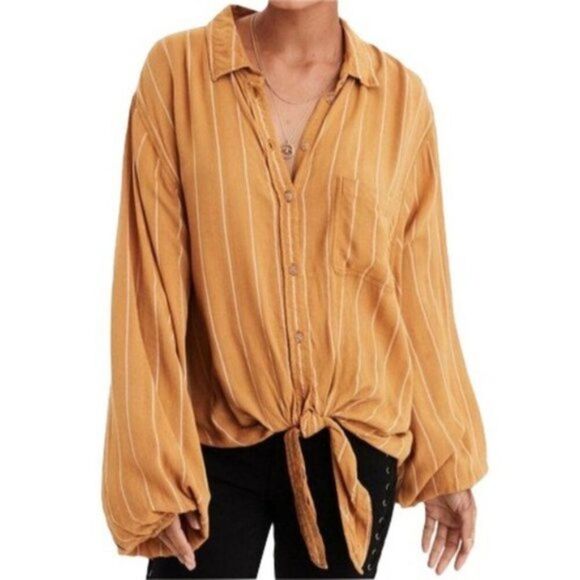 American Eagle | Stripe Tie Front Button Down XS - Picture 10 of 11